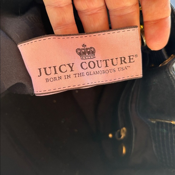 Vintage Juicy Couture Black Leather Tote Bag with Gold Accents Y2K - Picture 7 of 10